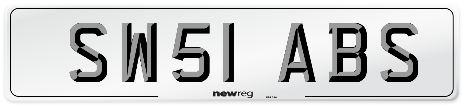 SW51 ABS Number Plate from New Reg